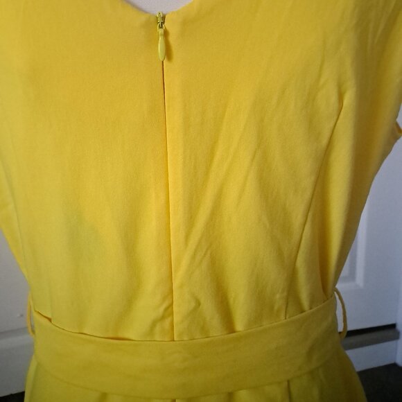 MUXXN Vintage 1950s Sryle Wrap V Neck Tie Waist Yellow Dress XL NWT - Picture 6 of 9